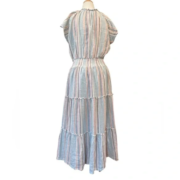 Rails Amellia Sag Harbour Tiered Striped Short Sleeve Midi Dress Large - Picture 3 of 8